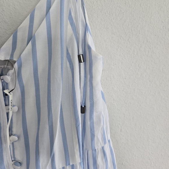 Asos Tiered Sleeveless Maxi Dress Sz 8 Womens Blue White Striped Tassles New - Picture 6 of 11